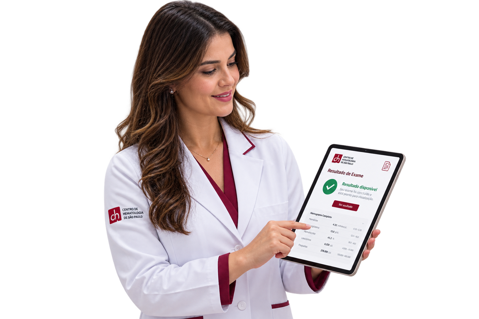 Profissional do CHSP consultando resultado de exame